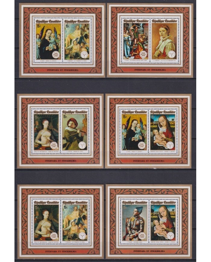 F-EX23109 RWANDA MNH 1974 SHEET PAINTING ART PICASSO DIANE DE POITIERS BOUCHER.