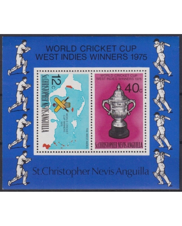 F-EX23122 ST CHRISTOPHER NEVIS ANGUILLA MNH 1976 WORLD CRICKET CUP SHEET