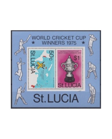 F-EX23127 ST LUCIA MNH 1975 WORLD CRICKET CUP SHEET.