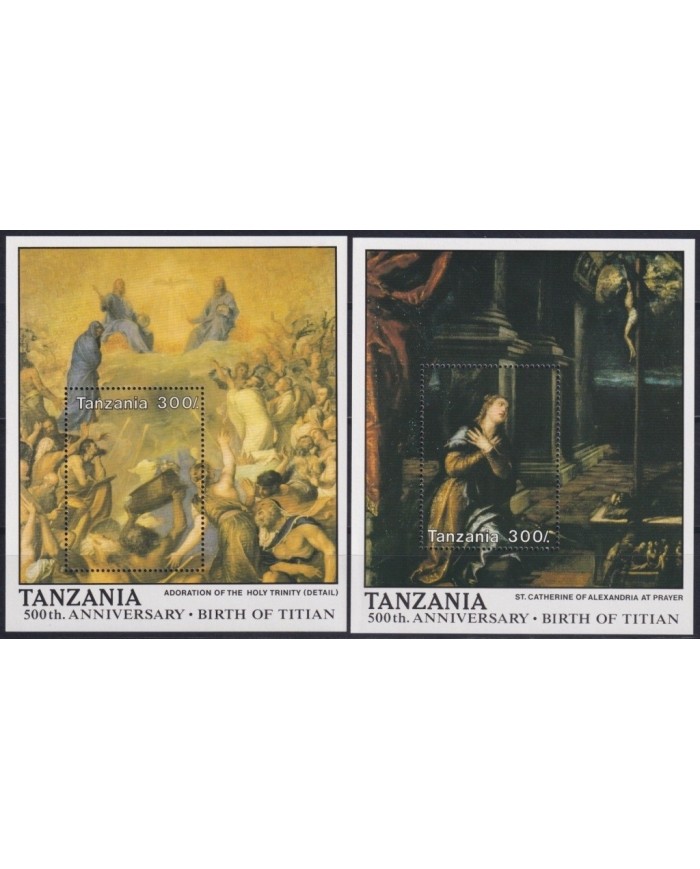 F-EX23150 TANZANIA MNH 1990 SHEET ART PAINTING TITIAN TIZIANO RELIGION.