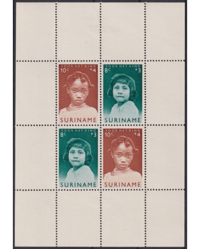 F-EX23179 SURINAME NEDERLAND NETHERLAND MH 1963 SHEET SEMIPOSTAL CHILDREN.