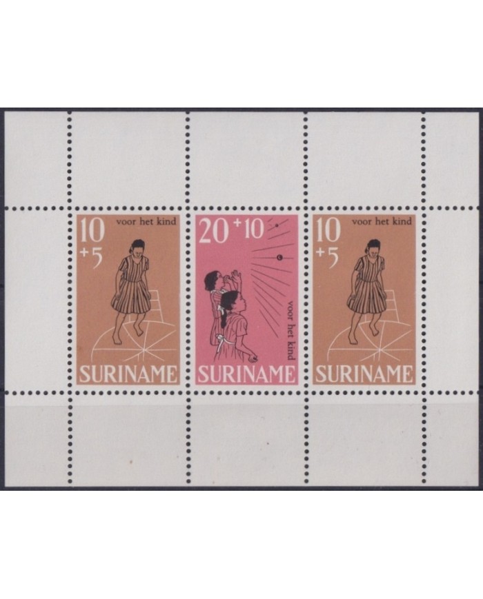F-EX23182 SURINAME NEDERLAND NETHERLAND MH 1968 SHEET SEMIPOSTAL CHILDREN.