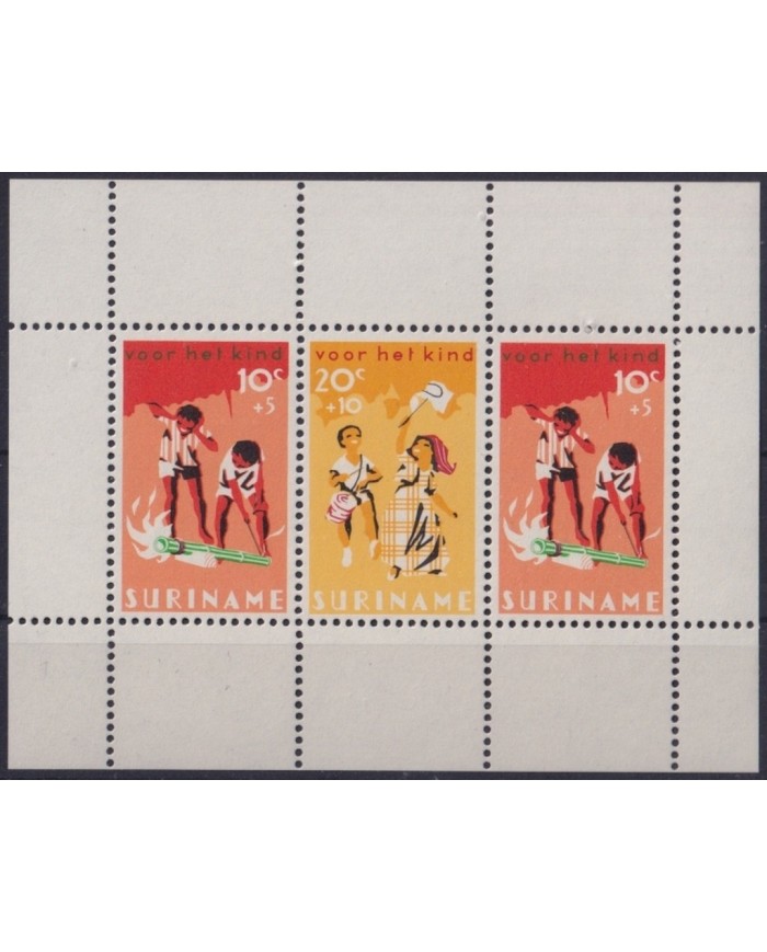 F-EX23184 SURINAME NEDERLAND NETHERLAND MH 1966 SHEET SEMIPOSTAL CHILDREN.