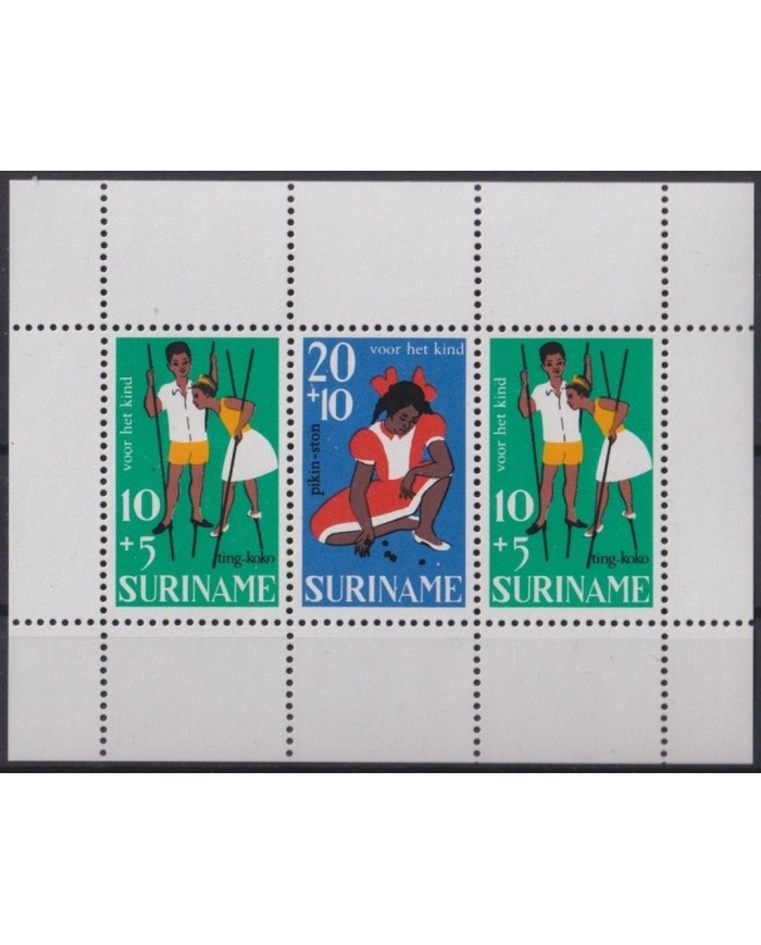 F-EX23185 SURINAME NEDERLAND NETHERLAND MH 1967 SHEET SEMIPOSTAL CHILDREN.