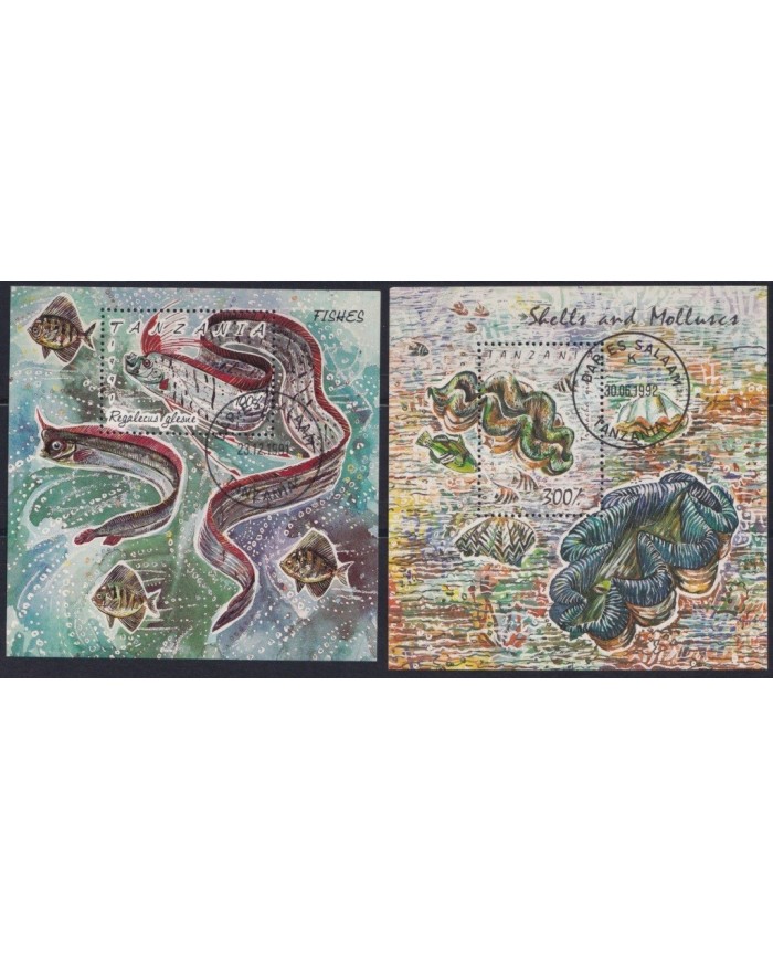 F-EX23188 TANZANIA USED 1992 SEA MARINE WILDLIFE CORAL ANGUILLA.