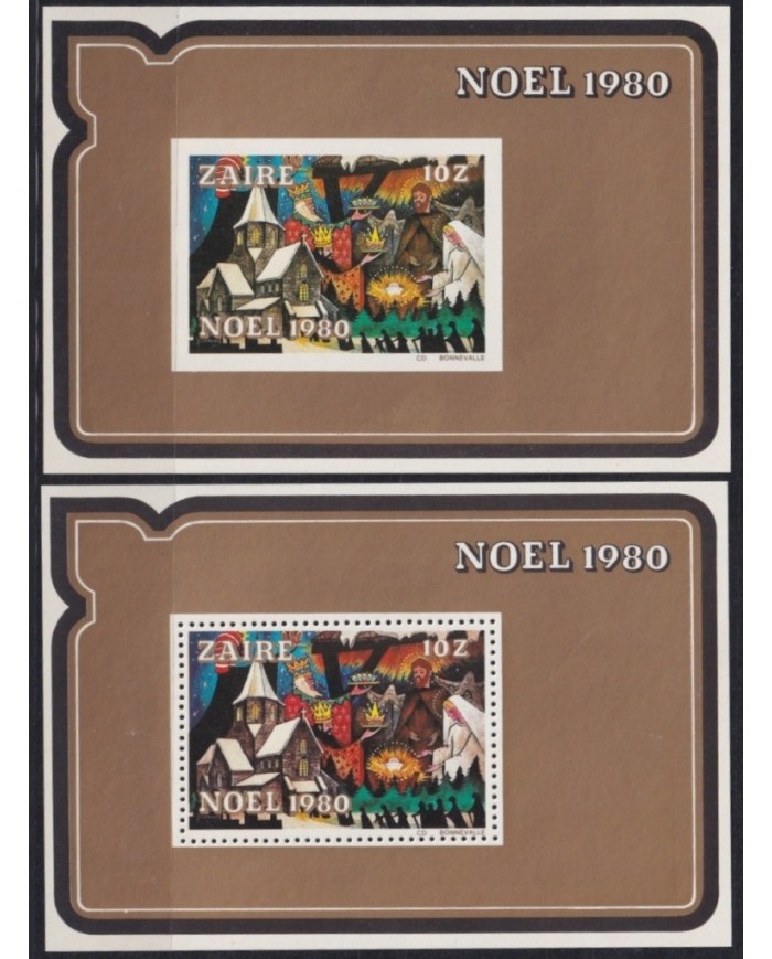 F-EX23245 ZAIRE MNH 1980 CHRISTMAS NAVIDAD RELIGION ART PERF + IMPERFORATED.