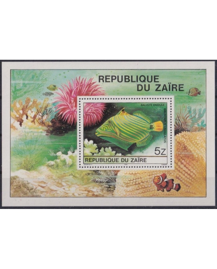 F-EX23271 ZAIRE MNH 1980 SHEET SEA MARINE WILDLIFE FISH PECES.