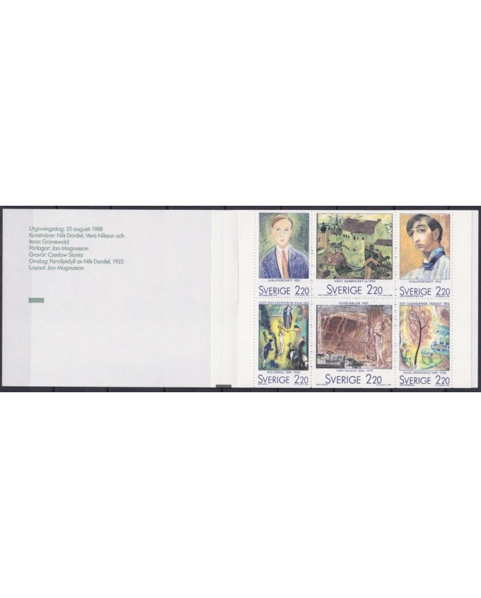 F-EX23287 SVERIGE SUEDE SUECIA MNH 1988 BOOKLED ART ARTE PAINTING.