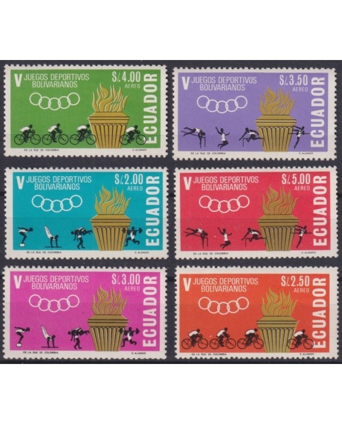 F-EX23363 ECUADOR MNH 1965 BOLIVARIANOS GAMES ATHLETISM CICLE.
