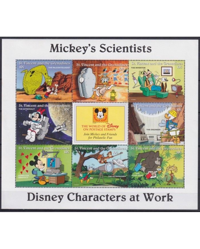 F-EX23389 ST VINCENT & GRENADINES MNH 1996 DISNEY MICKEY MOUSE DONALD DUCK SCIENTISTS.