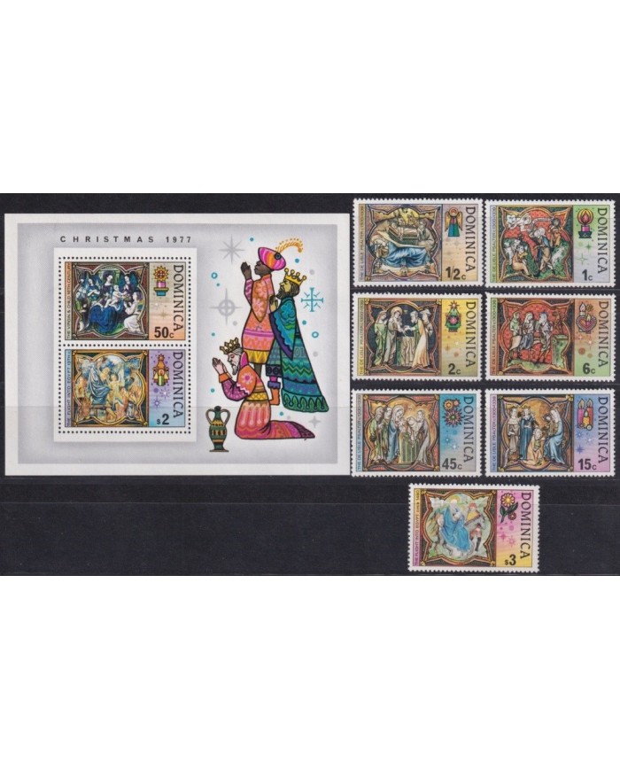 F-EX23391 DOMINICA MNH 1977 NAVIDAD CHRISTMAS RELIGION ART.