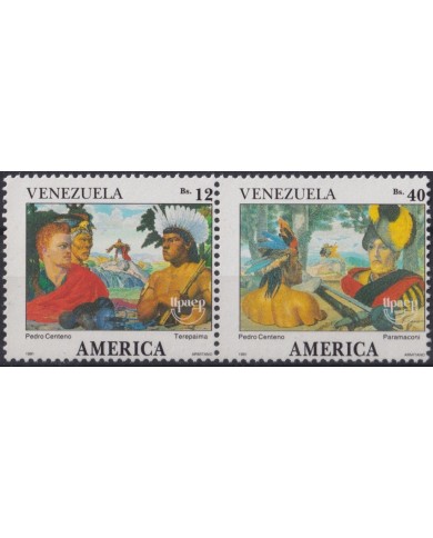 F-EX23416 VENEZUELA MNH 1991 AMERICA UPAEP DISCOVERY SHIP TEREPAIMA INDIAN