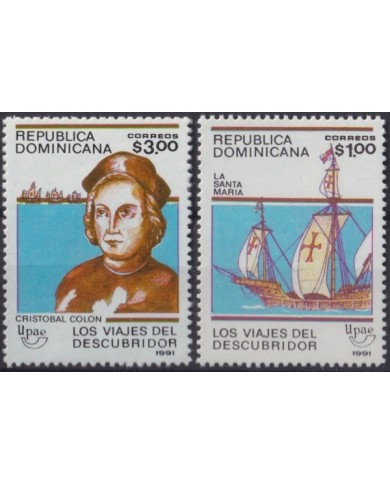 F-EX23426 DOMINICANA REP MNH 1991 AMERICA UPAEP DISCOVERY SHIP COLUMBUS.