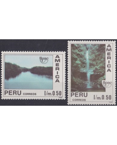 F-EX23435 PERU MNH 1990 AMERICA UPAEP WILDLIFE LANDSCAPE RIVER FALLS