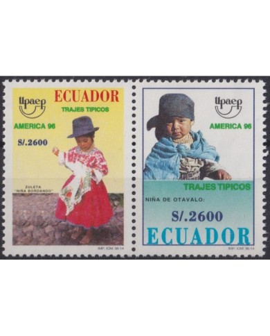 F-EX23462 ECUADOR MNH 1996 AMERICA UPAEP COSTUMES VESTUARIOS VESTIDOS.