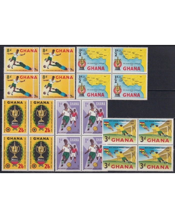 F-EX23646 GHANA MNH 1959 WEST AFRICA SOCCER CUP FOOTBALL BLOCK 4