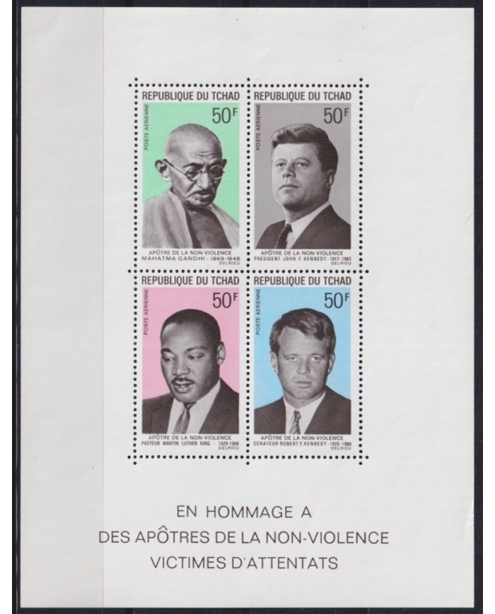 F-EX23663 CHAD TCHAD MNH 1968 NO VIOLENCE GANDHI MARTIN LUTHER KING KENNEDY.