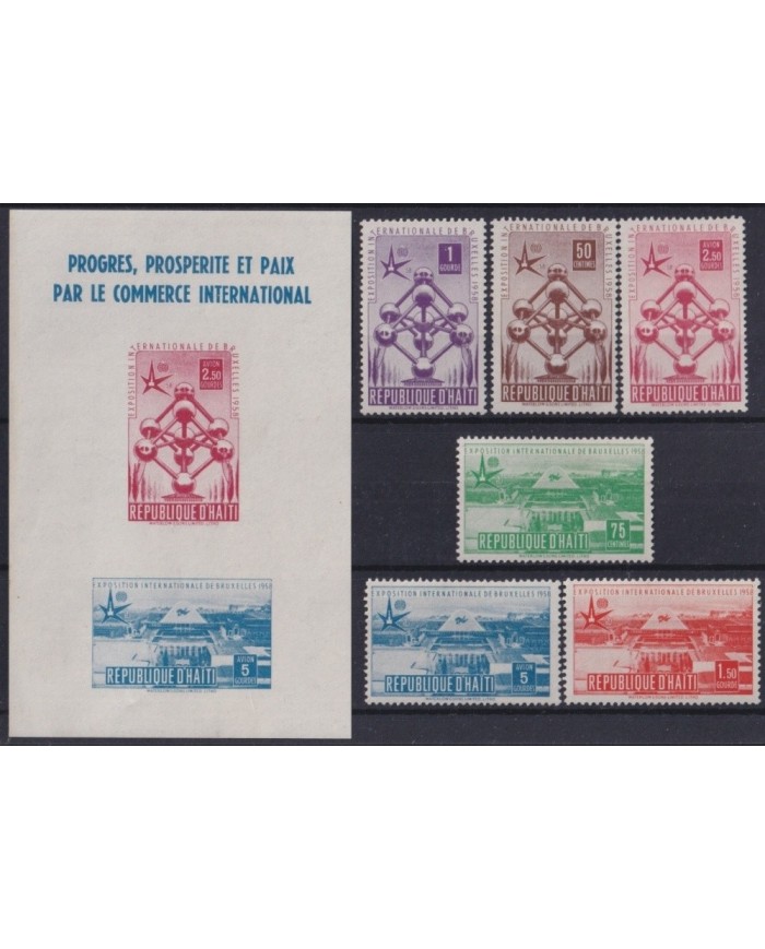 F-EX23672 BELGIUM BELGIQUE MNH 1958 SET + SHEET BRUXELLES WORLD EXPO.
