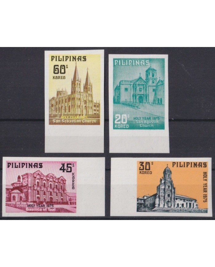 F-EX23681 PHILIPPINES MNH 1975 IMPERFORATED RELIGION CHURCH HOLLY YEAR.