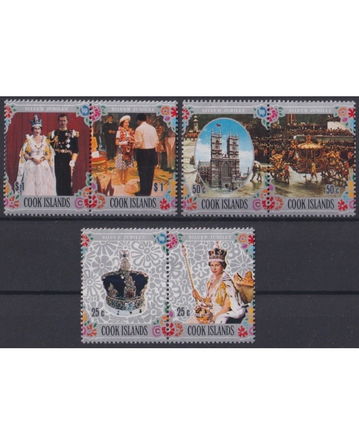 F-EX23692 COOK IS MNH 1977 SILVER JUBILEE QUEEN ELIZABETH.
