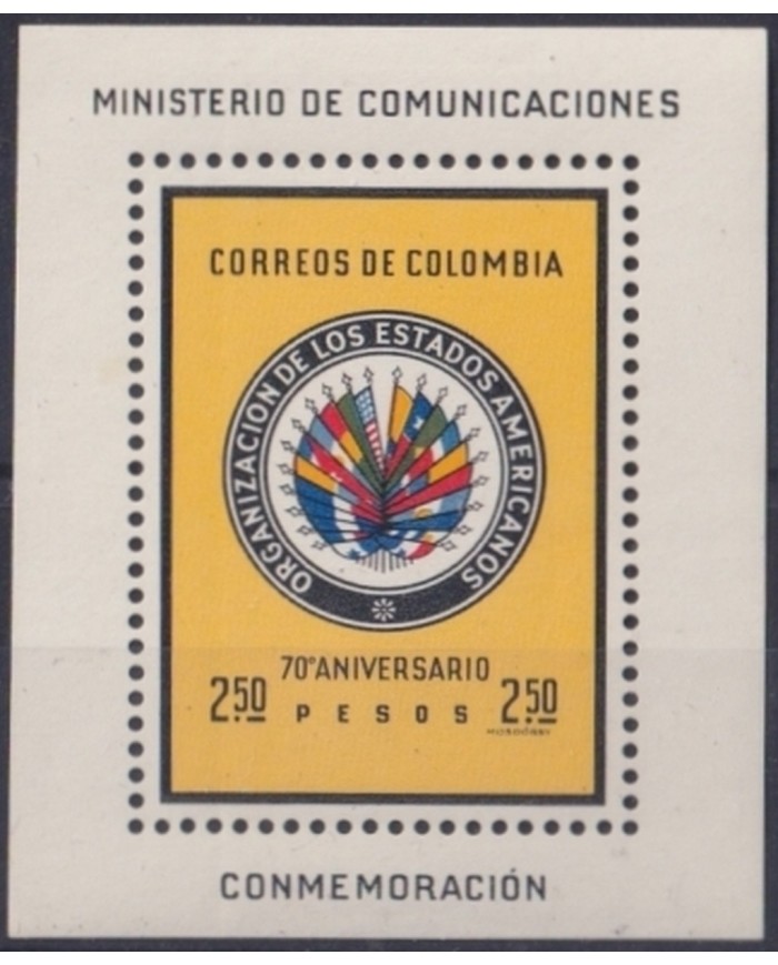 F-EX23695 COLOMBIA MNH 1962 SHEET OEA AMERICAN STATE ORGANIZATION FLAG.