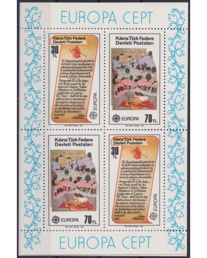 F-EX23793 CYPRUS TURKEY TURQUIA MNH 1982 SHEET EUROPA CEPT HISTORIC EVENTS.