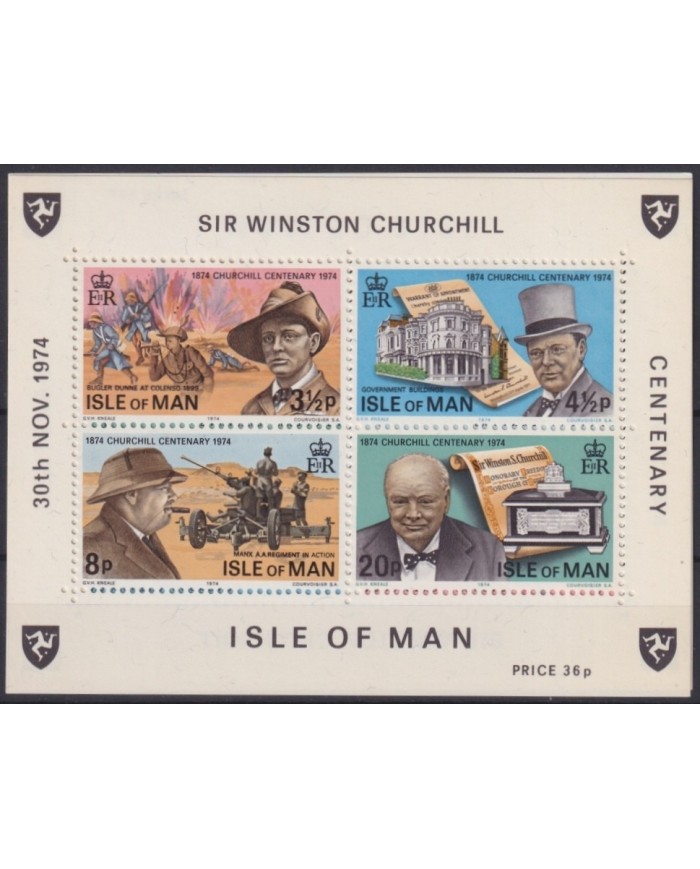 F-EX23816 MAN IS MNH 1974 WINSTON CHURCHILL WWII WAR.