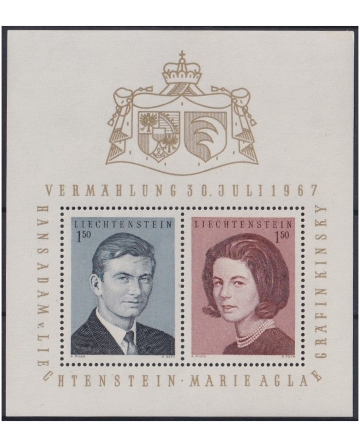 F-EX23818 LIECHTENSTEIN MNH 1965 ROYAL FAMILY WEDDING.