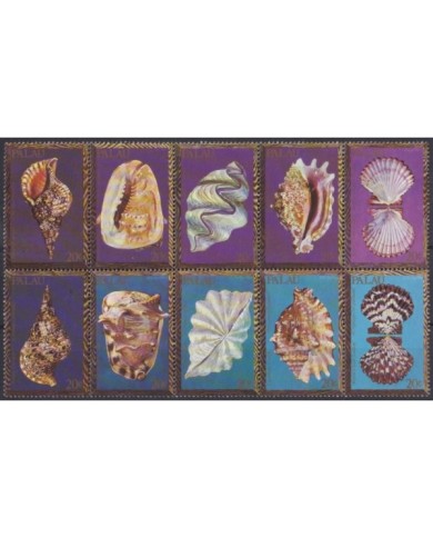 F-EX23849 PALAU IS MNH 1984 MARINE WILDLIFE SHELL BLOCK SNAILS.