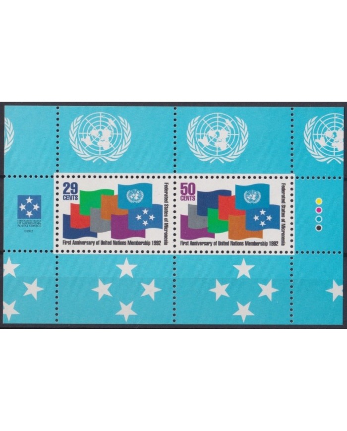 F-EX23878 MICRONESIA MNH 1992 SHEET FIRST ANIV OF UNITED NATIONS MEMBERSHIP.