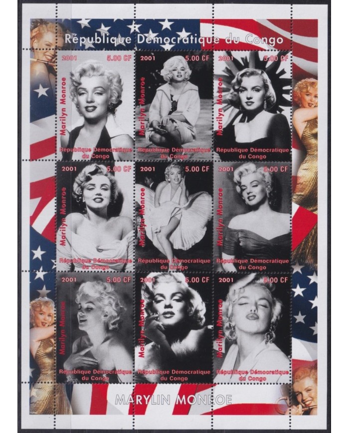 F-EX23921 CONGO MNH 2001 MOVIE CINEMA CINE MARYLI MONROE.