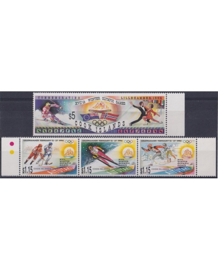 F-EX23957 COOK MNH 1994 WINTER OLIMPYC LILLEHAMMER SKI ICE SKATING