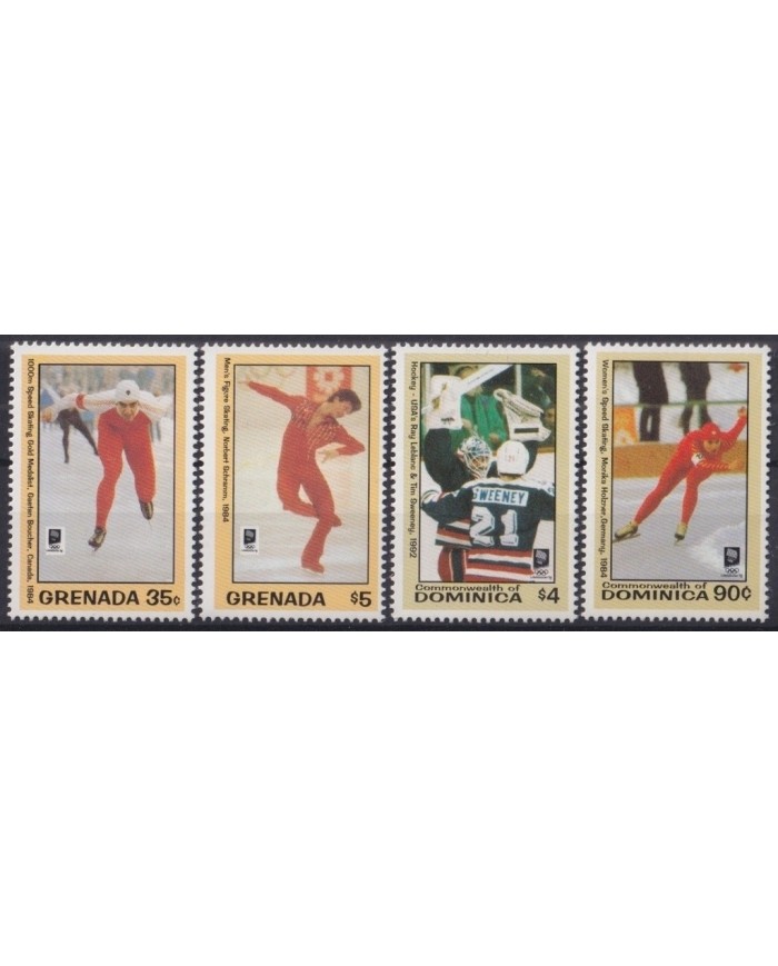F-EX23969 DOMINICA MNH 1994 WINTER OLIMPYC LILLEHAMMER SKI ICE SKATING.