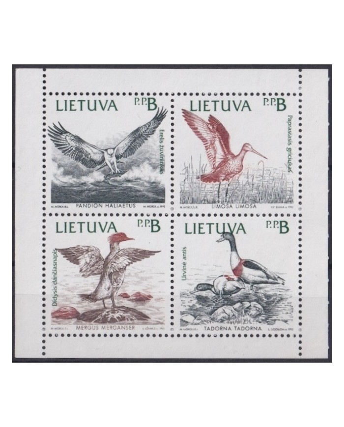F-EX24144 LIETUVA LITUANIA MNH 1992 SHEET AVES BIRD OISEAUX VÖGEL