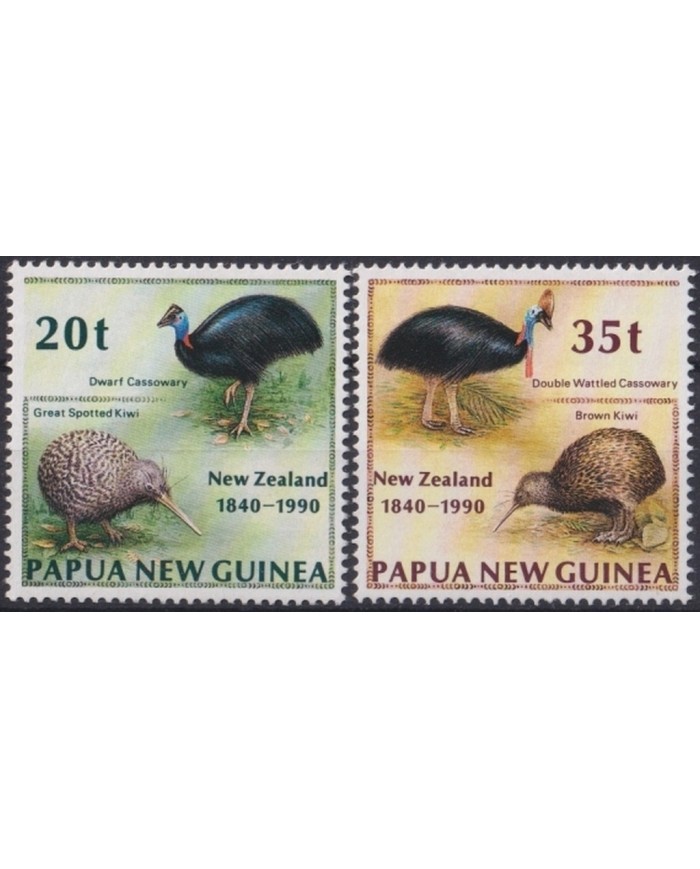 F-EX24204 PAPAU NEW GUINEA MNH 1990 AVES BIRD OISEAUX VÖGEL KIWI CASSOWARY.