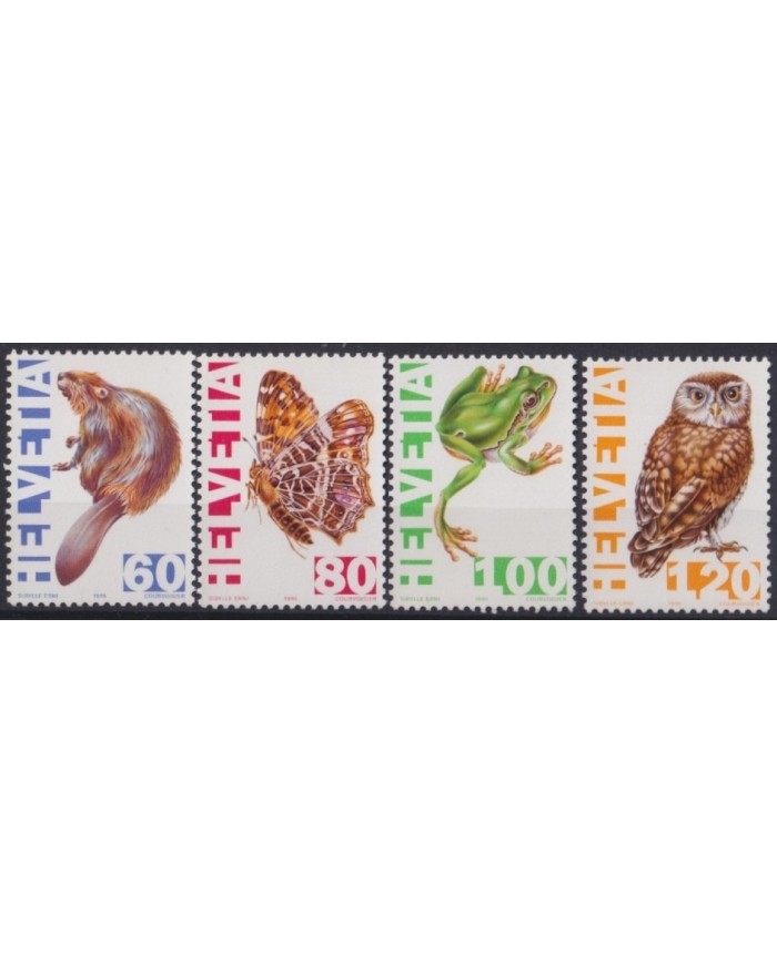 F-EX24241 SWITZERLAND SUIZA MNH BUTTERFLIES FROG OWL AVES BIRD CASTOR.