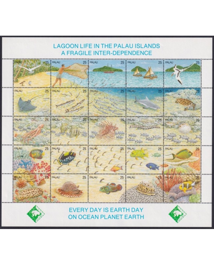 F-EX24447 PALAU MNH 1990 MARINE SEA WILDLIFE FISH CORAL REEF LAGOON LIFE.