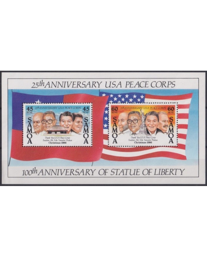 F-EX24613 SAMOA MNH 1986 25th ANN USA PEACE FORCES CHRISTMAS 1986 RONALD REAGAN.