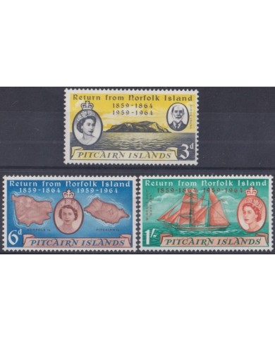 F-EX24635 PITCAIRN IS MNH 1961 RETURN NORFOLK MIGRANT OLD SHIP MARY ANN.