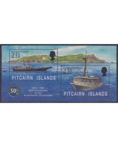 F-EX24664 PITCAIRN IS MNH 1997 50th ANIV SOUTH PACIFIC COMMISSION SHIP DAVID BAKER.