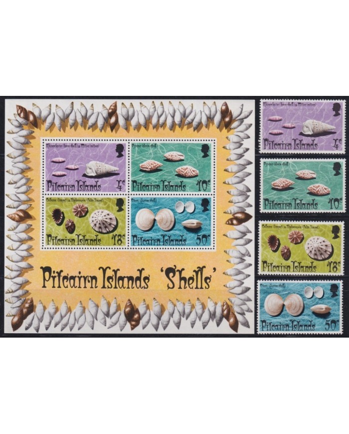 F-EX24705 PITCAIRN IS MNH 1974 SEA MARINE WILDLIFE SHELL SNAIL CORAL.