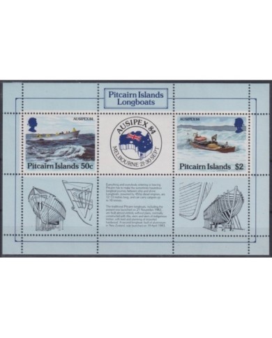F-EX24716 PITCAIRN IS MNH 1984 LONGBOAT SHIP AUSIPEX84 BARCOS.