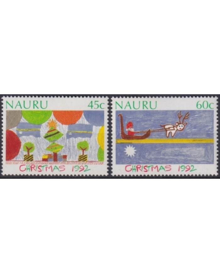 F-EX24753 NAURU IS MNH 1992 CHRISTMAS NAVIDAD RELIGION CHILDREN DRAWING.