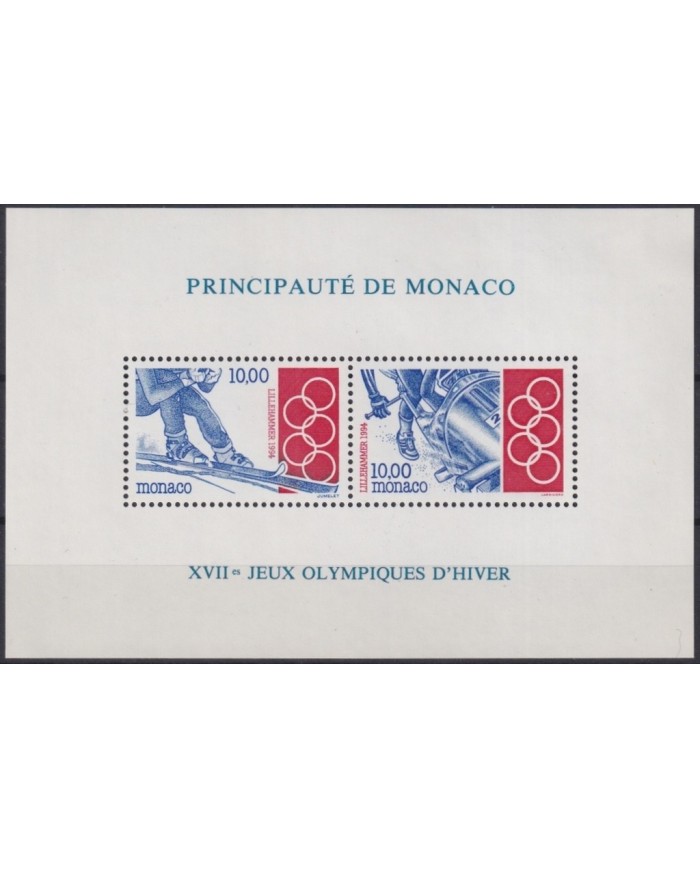 F-EX24859 MONACO MNH 1994 WINTER OLIMPYC LILLEHAMMER SKI ICE SKATING .