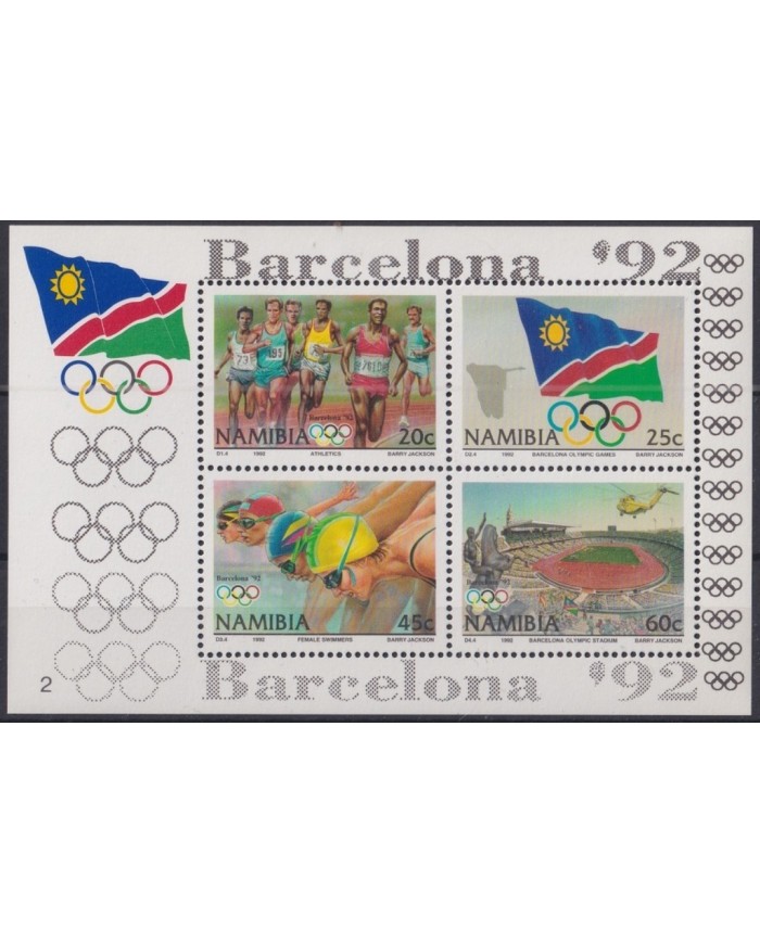 F-EX24882 NAMIBIA MNH 1992 OLYMPIC BARCELONA ´92 ATHLETISM SWIMMER FLAG.
