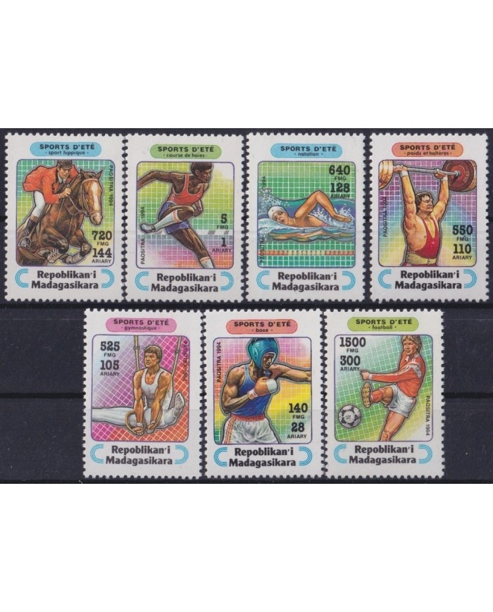 F-EX24979 MADAGASCAR MNH 1994 OLYMPIC GAMES ATHLETISM SOCCER BOXING WEIGHTLIFTING.
