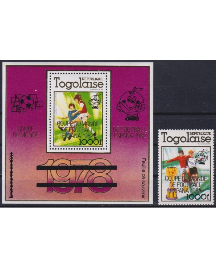 F-EX25034 TOGO MNH 1982 SPAIN SOCCER FUTBOL CHAMPIONSHIP SURCHARGE.