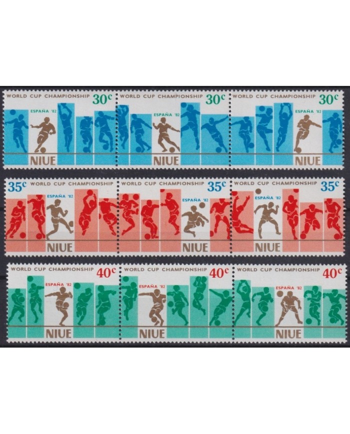 F-EX25064 NIUE MNH 1982 SPAIN SOCCER FUTBOL CHAMPIONSHIP TRIP + MINI SHEET.