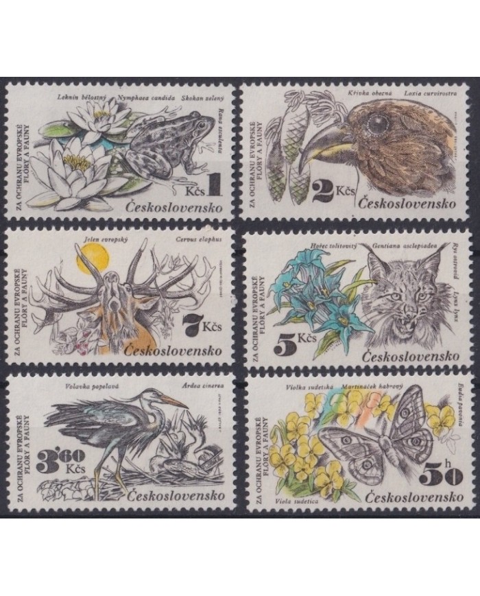 F-EX25134 CZECHOSLOVAKIA CHECOSLOVAQUIA MNH 1983 BUTTERFLIES BIRD AVES FROG