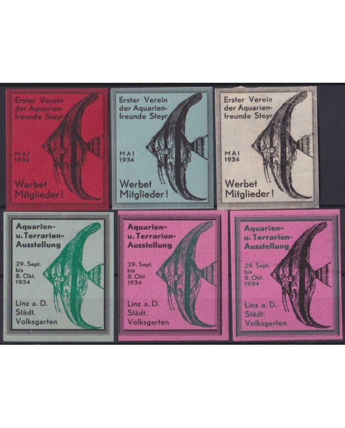 F-EX25191 AUSTRIA CINDERELLA MH(2) MNH(4) 1934 SEA AQUARIUM FISH PECES.